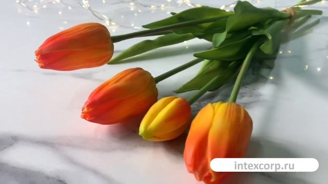 Искусственный букет ТЮЛЬПАНЫ ＂ВЕСНЕ ДОРОГУ!＂, силикон, красно-жёлтый, 216002-30-1