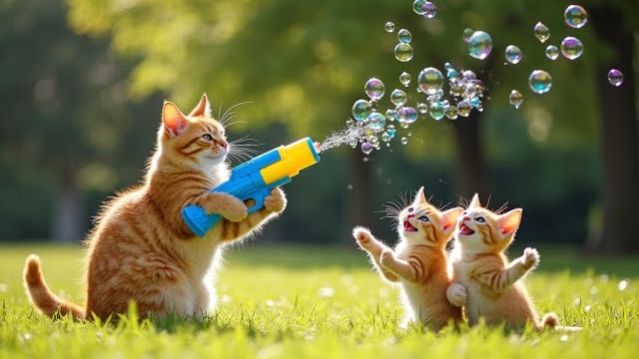 Мама-кошка стрижёт шерсть на ферме и шьёт тигровую шапочку для котят дома 🐾🎩🐯