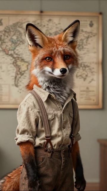 Лисица в мужской одежде: удивительное превращение #лиса #анимация #фантазия