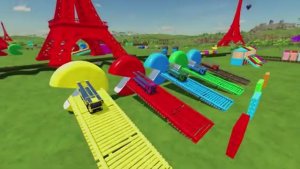 Мультики для детей . Мультики про машинки . Птвовозы и машинки ездят по траве и горкам .