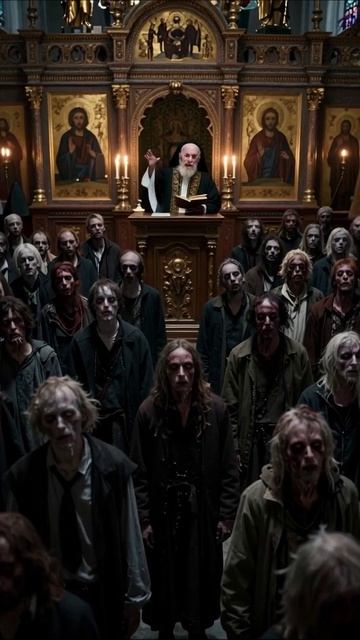 Грустная проповедь среди мертвецов #ужас #апокалипсис #печаль