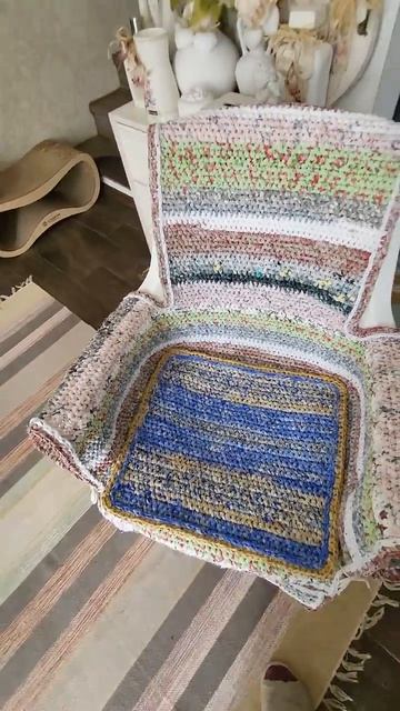 🧶Вы точно не догадаетесь, зачем мне ВТОРОЙ коврик на стул! #ковриккрючком  #чехолнастул