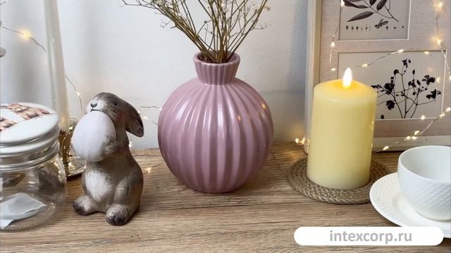 Декоративная ваза ФИОНА, керамика, розовая, 16 см, 252731700-2