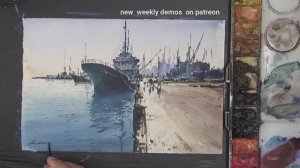 Как нарисовать акварелью сцену в гавани. Пошаговое руководство