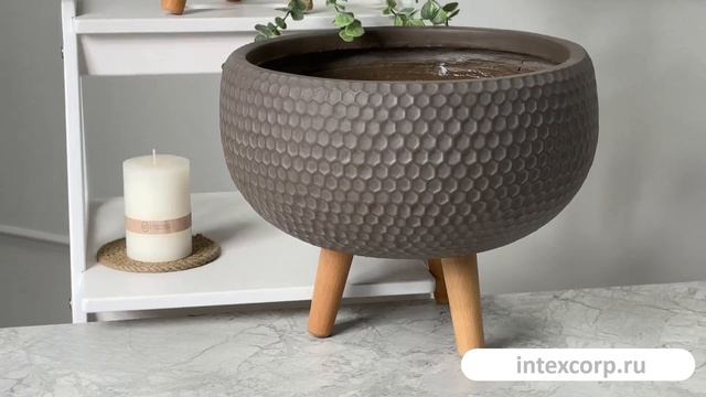 Набор кашпо АГНЕЗЭ, керамика, дерево, 29 см, 2 шт., 802558