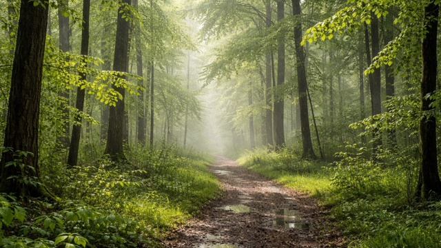 Лес после дождя в 4K — птицы поют так, будто мир начался заново