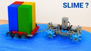 5 машинок LEGO против 5 препятствий: песок, камень, дерево, слизь и шарики Orbeez