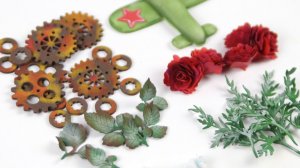 Делаю декор  из фоамирана для открытки на 9 Мая: гвоздика, мелкоцветы, листики, шестеренки⭐