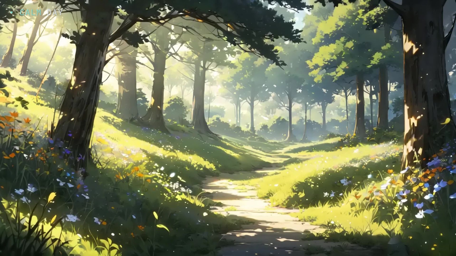 Лесная тропа в мягком свете — спокойная анимация природы