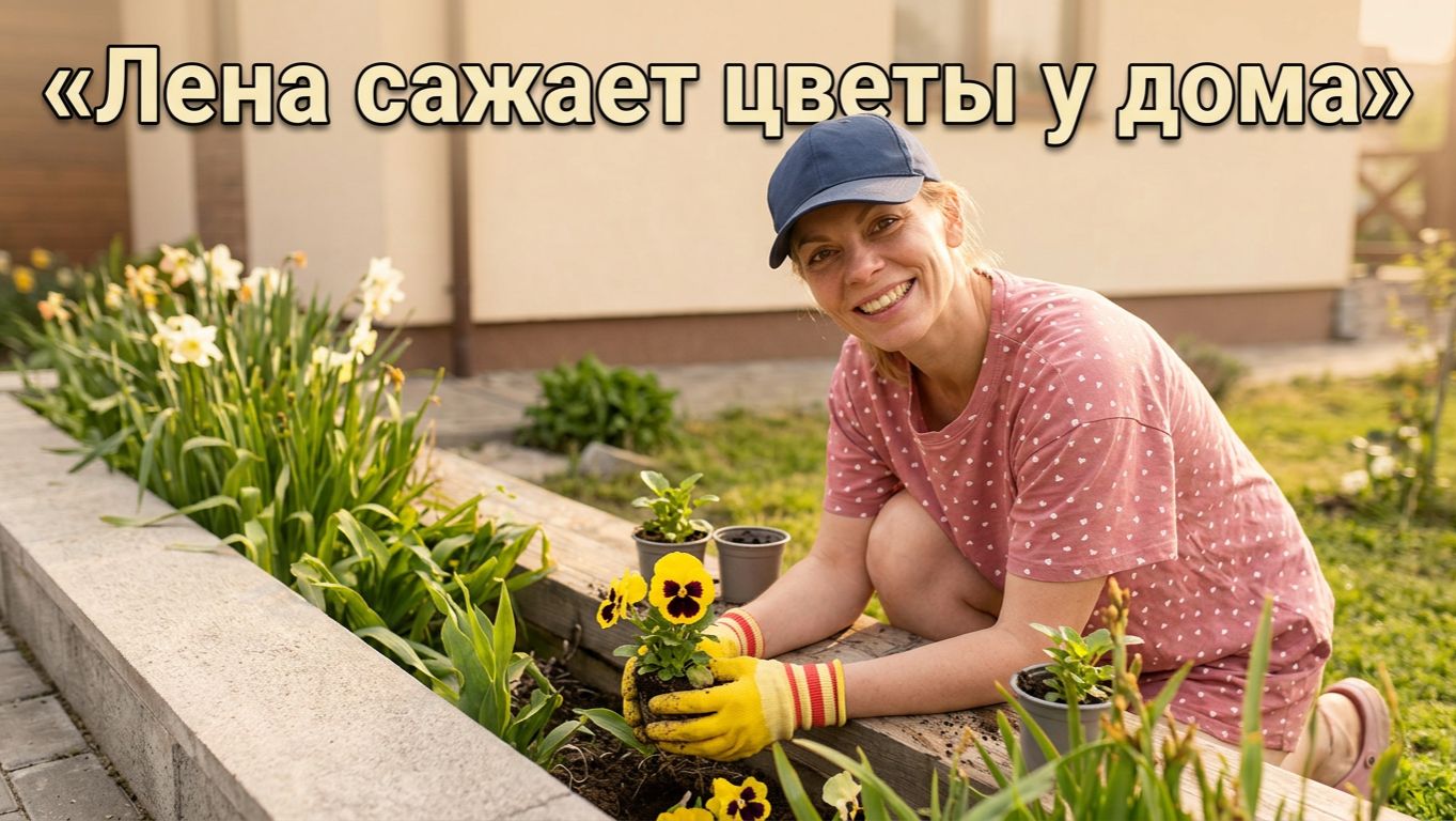 Весенние хлопоты: Лена сажает цветы у дома