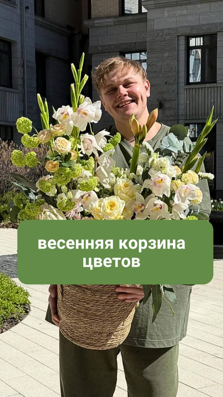 Весенняя корзина цветов