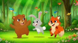 Веселое ИИ видео для детей. Лесные звери веселятся и поют