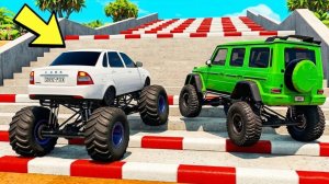 КАКОЙ ЧИТ МОНСТР ТРАК ЗАЕДЕТ ВЫШЕ ПО СТУПЕНЬКАМ ЛЕСТНИЦЫ В BEAMNG DRIVE!