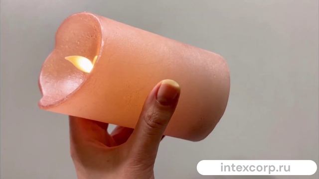 Набор светодиодных восковых свечей ПРАЗДНИЧНЫЕ, розовых, тёплые белые LED-огни колышущиеся, 486198