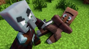 Трагедия на зелёных холмах: житель в лапах врага Майнкрафт