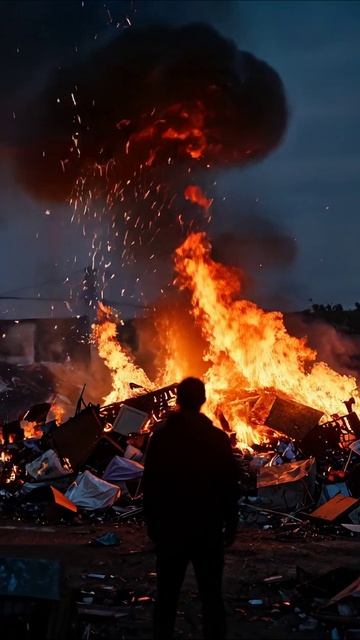 В пустоте огня: отчаяние в каждом пламени #пожар #отчаяние #разрушение