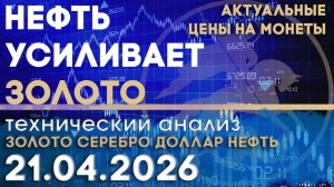 Как нефть усиливает позиции золота. Анализ рынка золота, серебра, нефти, доллара 21.04.2026 г