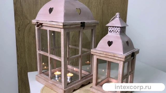 Набор подсвечников-фонарей ВАРМ ФРОЙДЕ, дерево, 55-38 см, 2 шт., 551379