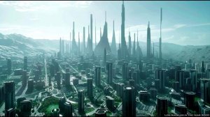 Los Angeles in the year 3000 of AI processing. Los Angeles 3000 year.