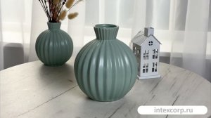 Декоративная ваза ФИОНА, керамика, зелёная, 16 см, 252731700-1