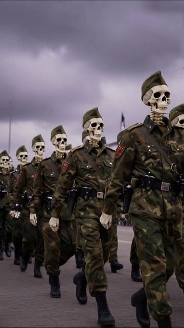 Парад теней: Жизнь в мире, лишенном надежды #война #скелеты #парад