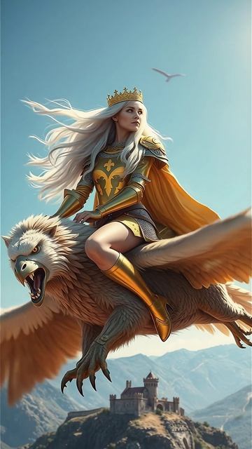 Принцесса-рыцарь верхом на грифоне