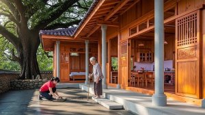 Женщина с друзьями строит небольшой домик для своей престарелой мамы. Жизнь во Вьетнаме