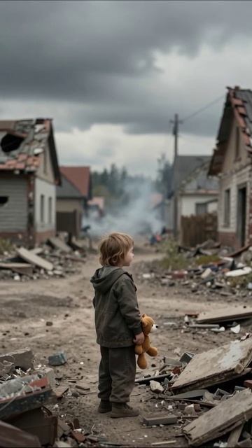 Потерянное детство: мир в руинах #безнадежность #разрушение #дети