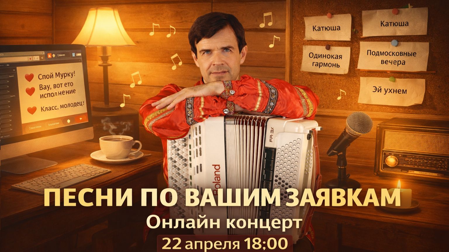 ❤️ВЕЧЕР ДУШЕВНЫХ ПЕСЕН - Онлайн концерт по заявкам (22 апреля)