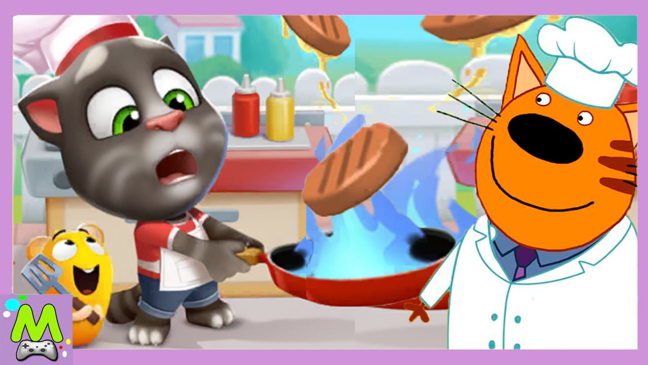 Три Кота и Говорящий Том в Кулинарном Шоу.Вкусняшки против Гадостей.Кто Лучший Повар