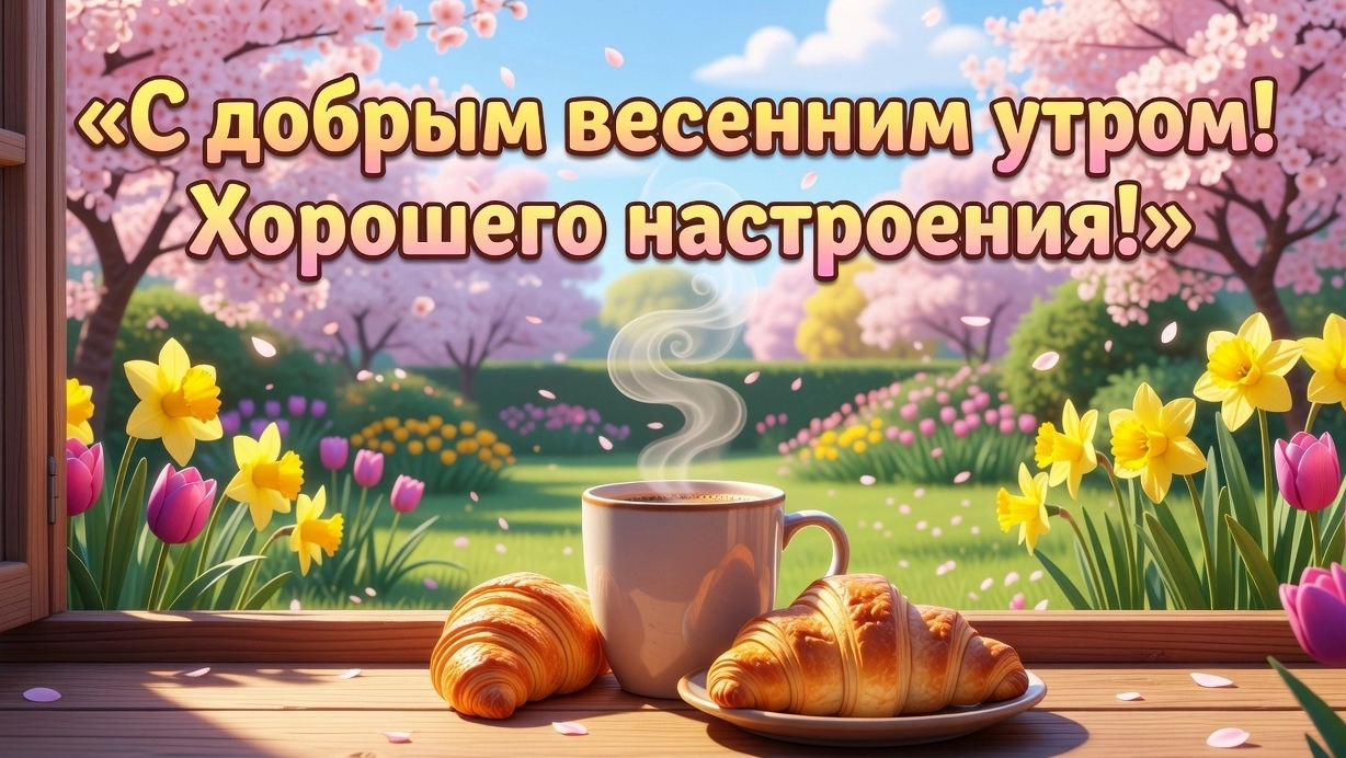С добрым весенним утром. Красивая музыкальная открытка.