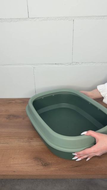 Лоток №2 для кошек с бортом и совком RICH BREED зеленый