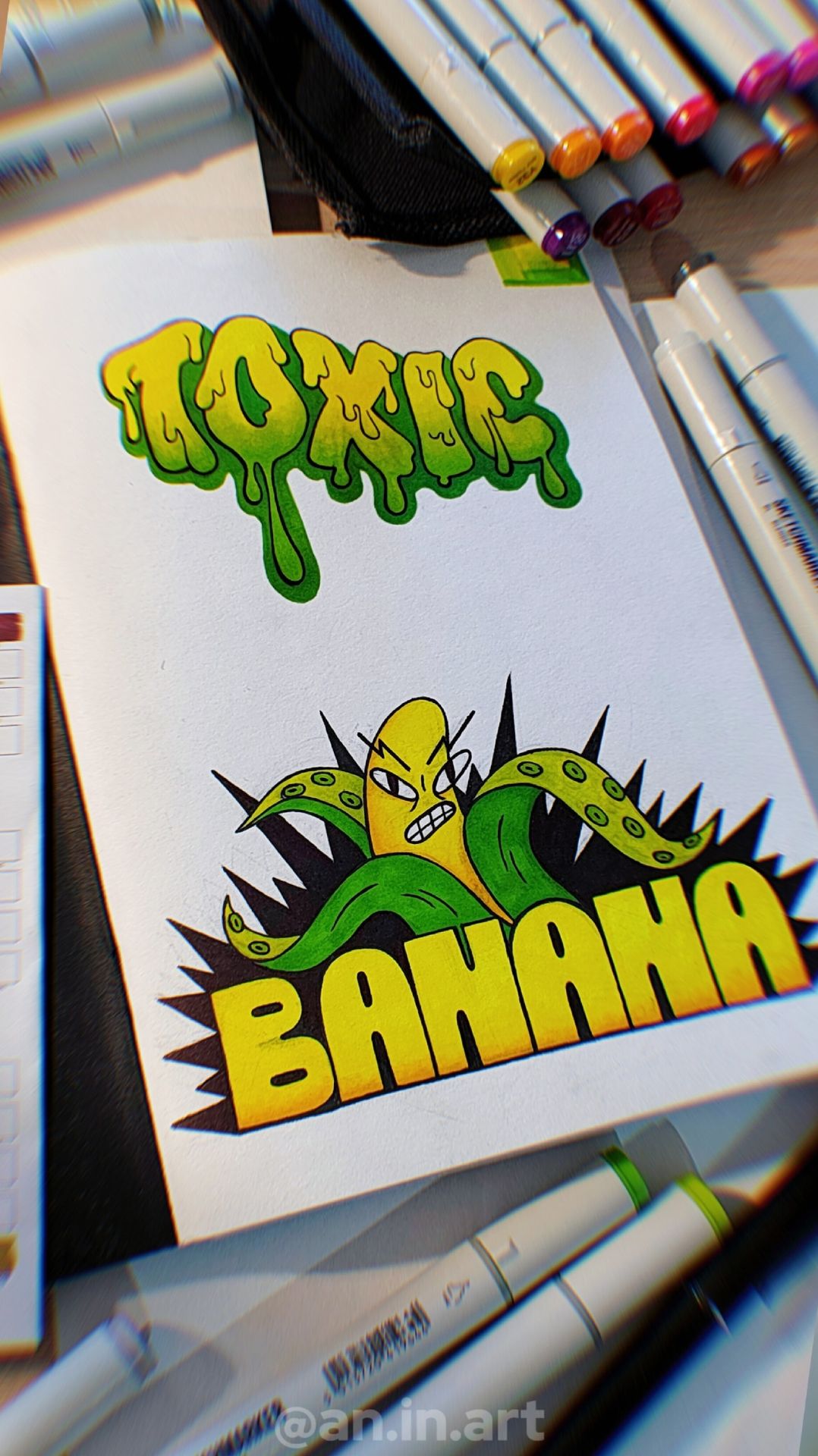 Пробую рисовать в стиле граффити маркерами. Анинарт творческий процесс