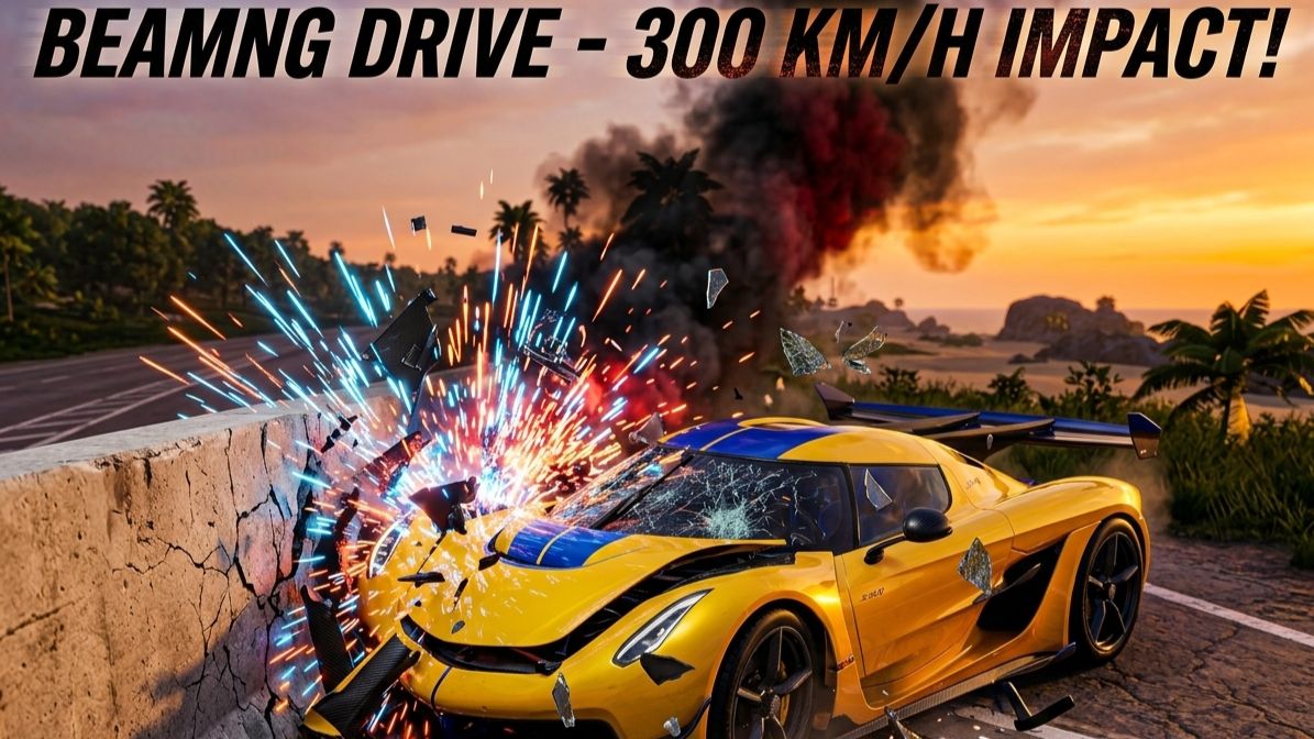 СТОЛКНОВЕНИЕ В BeamNG Drive: Суперкар против стены на полной скорости!