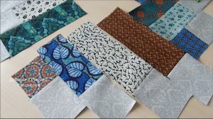 Даже если ошибка! Лоскутный блок из полос для подушки, сумки, коврика.