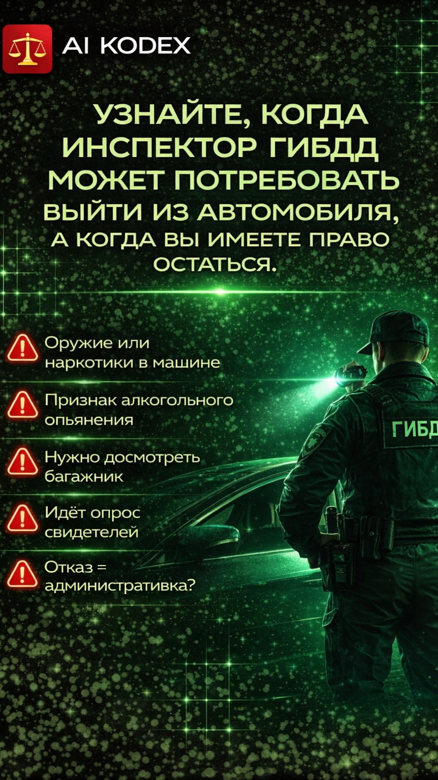 когда инспектор ГИБДД может потребовать выйти из автомобиля?