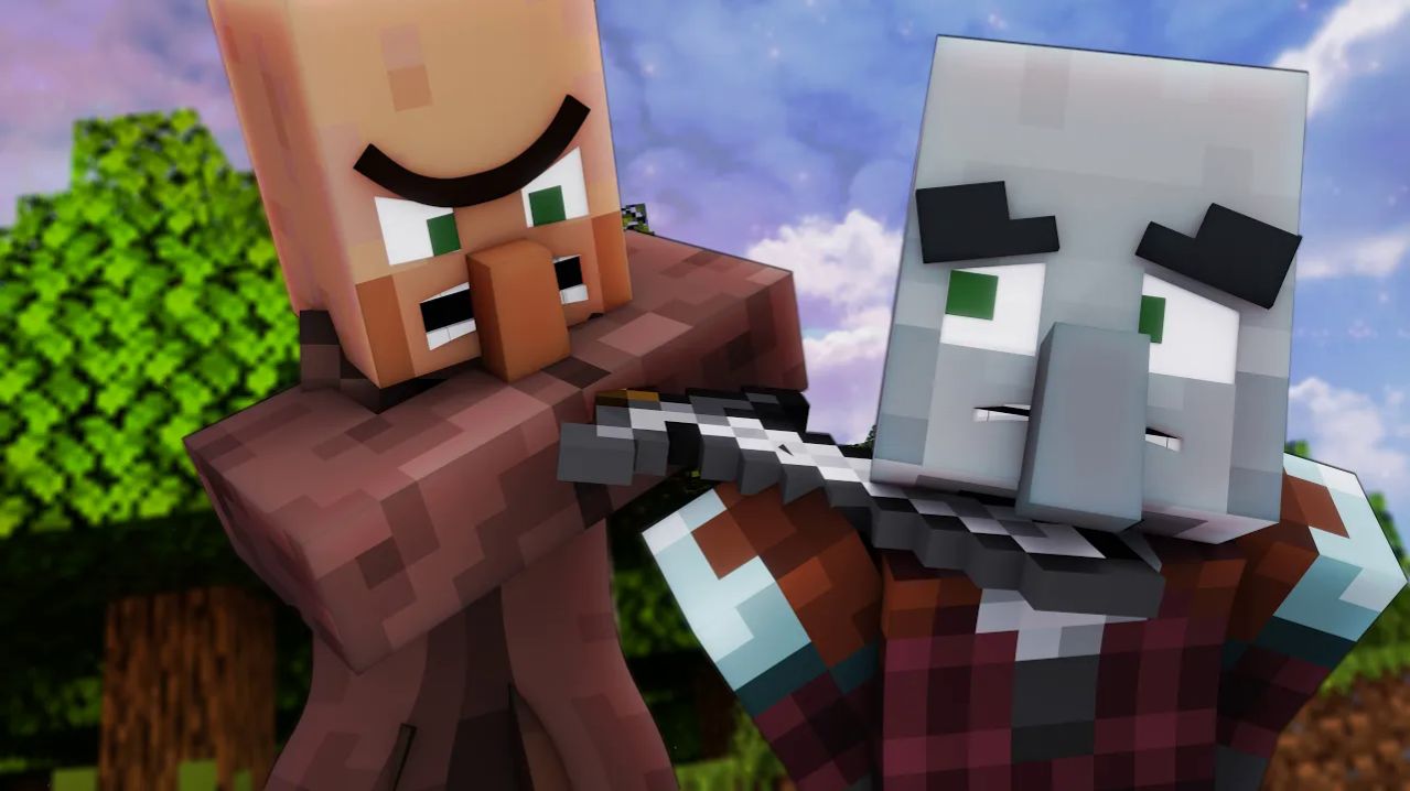 Клановая вражда: житель против железного голема — битва за деревню Майнкрафт