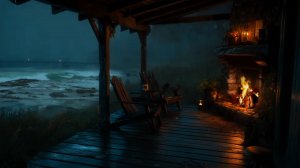 Дождь и Гроза у Океана | Уютный Камин для Сна и Глубокого Расслабления