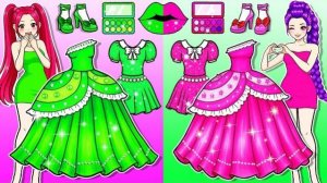 РОЗОВЫЙ И ЗЕЛЁНЫЙ РУМИ МИРА 💄 | МАКИЯЖ И ПЕРЕОДЕВАНИЕ — ТРАНСФОРМАЦИЯ HUNTRIX | DIY БУМАЖНЫЕ КУКЛЫ