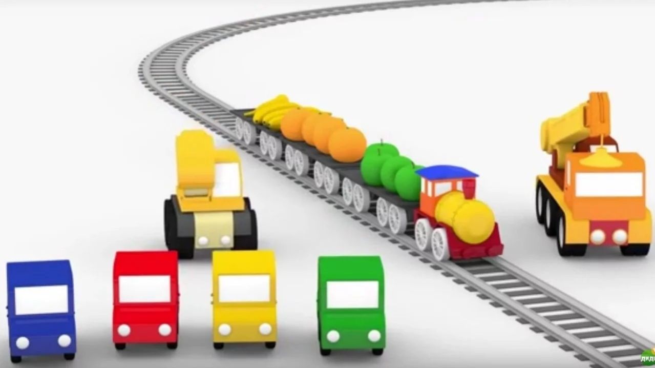 Развивающие 3D мультики. 4 машинки: собираем фрукты