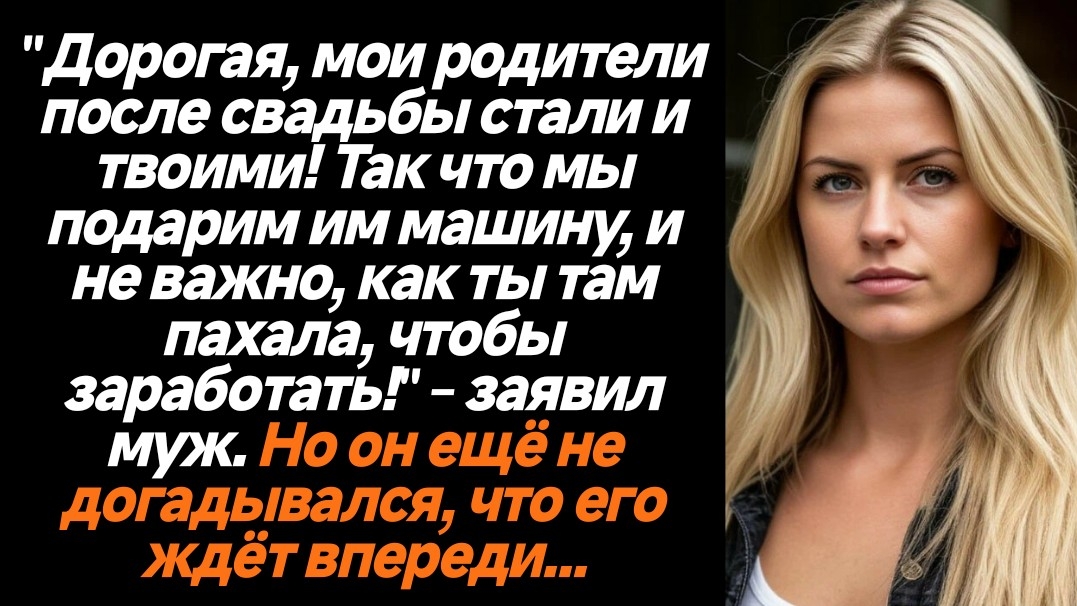 Жизненные истории/Дорогая, мы подарим моим родителям машину, и не важно, как ты там пахала