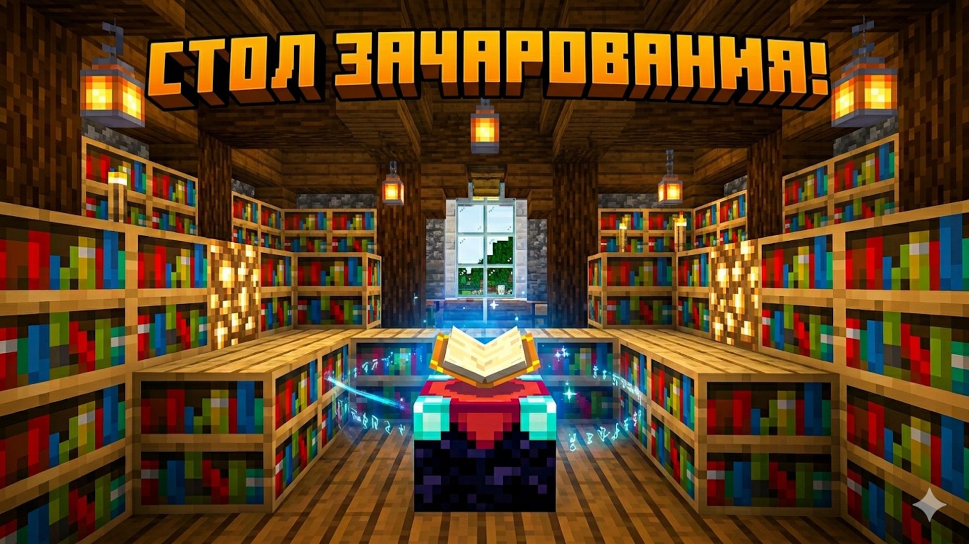 Как сделать стол зачарования и накладывать чары на предметы в Майнкрафт