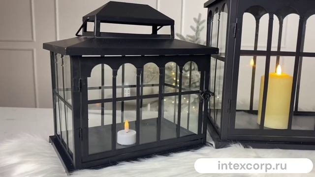 Набор подсвечников-фонарей ПАЛАЦЦО, металл, стекло, чёрный, 35 и 47 см, 2 шт., 601093-90