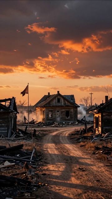Опустошенные земли: надежда ускользает в закат #разрушение #пустота #безысходность