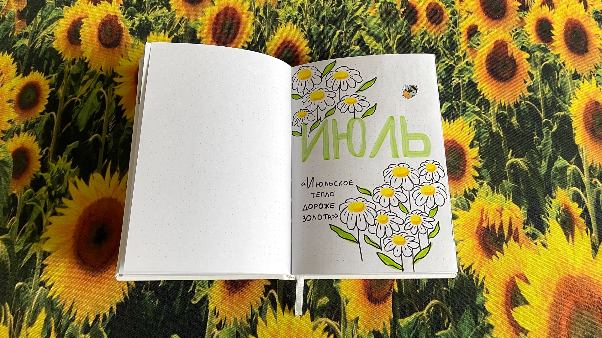 Мой ежедневник на Июль 2025 - Bullet Journal. Тема - ромашки!