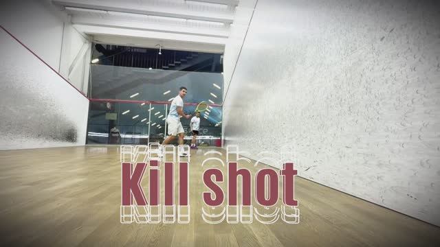СКВОШ. Килл-шот (kill-shot)в передней зоне слева