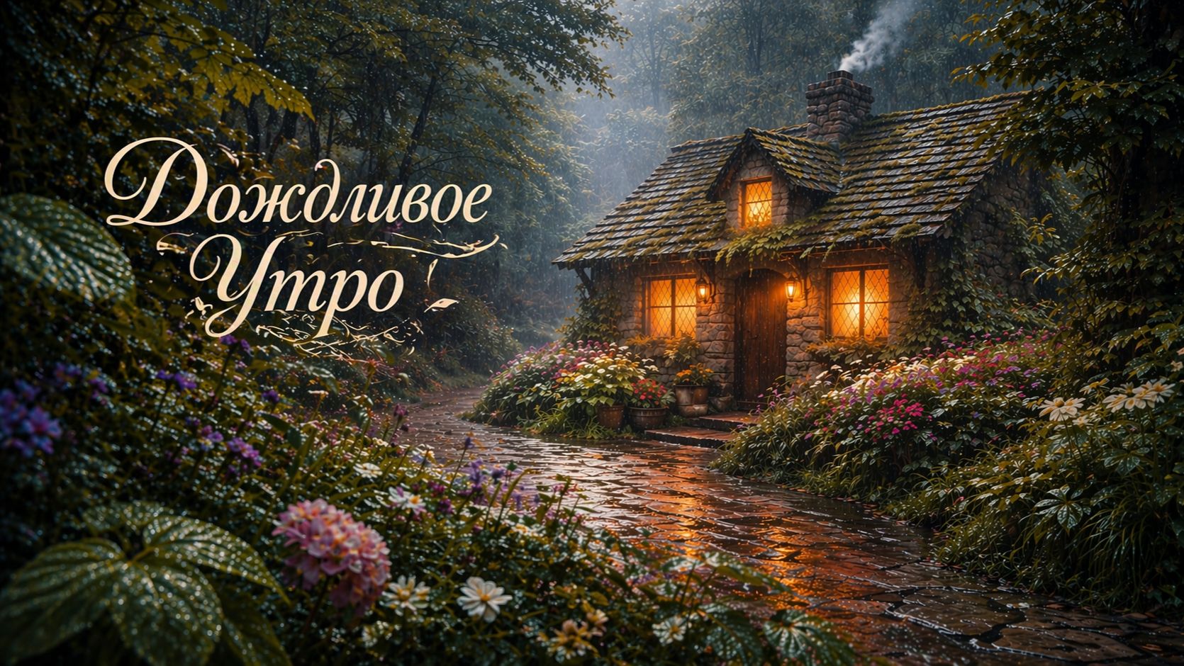 Дождливое утро в уютной фэнтези-деревне | Расслабляющая атмосфера