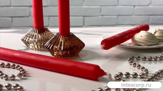 Двусторонний подсвечник БИПАРТИ, стекло, янтарный, 7 см, ASH513040-2