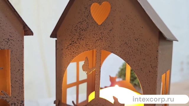 Набор фонарей-подсвечников ДОМИКИ ШАТОНЗ, металл, 25 см, 2 шт., 2056309-набор