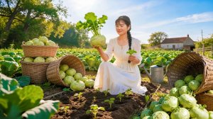 Нхат собрала много огромных клубней кольраби на ферме. Везу их на грузовике, на рынок для продажи.